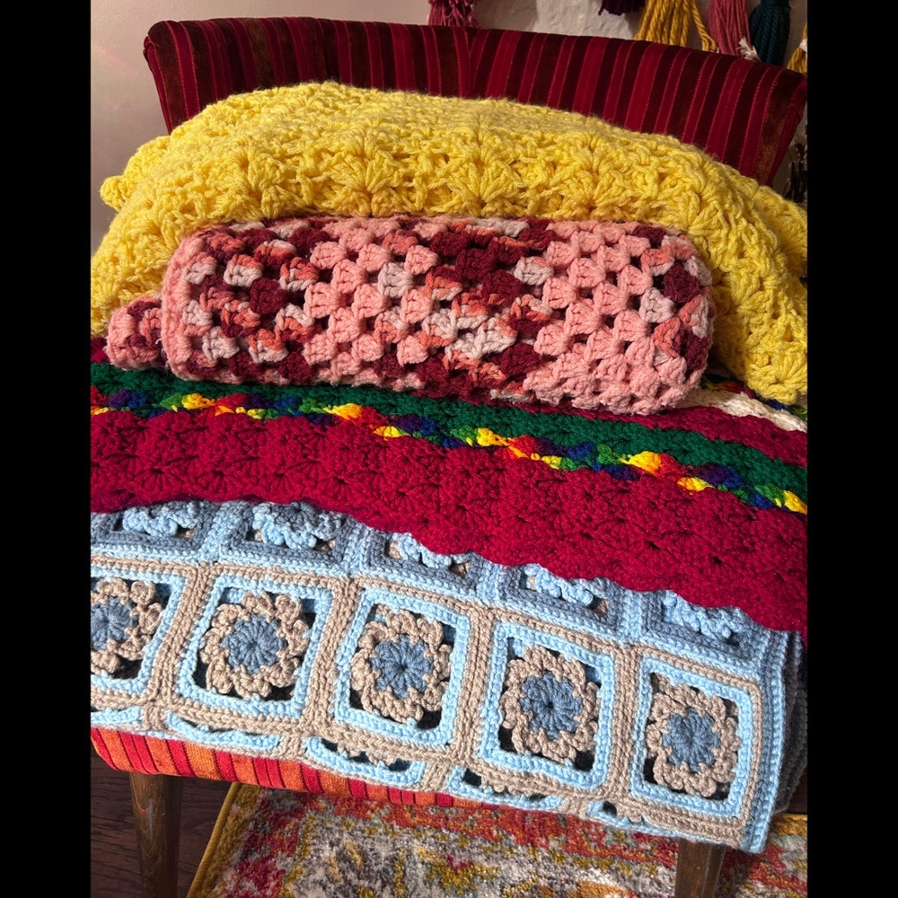 Lot of Four Crocheted Blankets